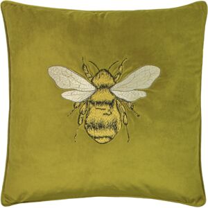 Paoletti Hortus Embroidered Bee Piped Velvet Cushion Cover - Olive - One Size Paoletti Hortus Embroidered Bee Piped Velvet Cushion Cover - Olive - One Size