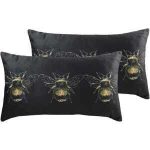 Evans Lichfield Gold Bee Cushions (Twin Pack) - Black - Size 30 Cm X 50 Cm Evans Lichfield Gold Bee Cushions (Twin Pack) - Black - Size 30 Cm X 50 Cm
