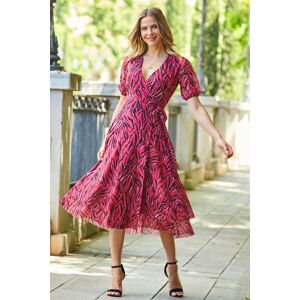 Sosandar Womens Pink Animal Print Mesh Wrap Dress - Size 10 Uk Sosandar Womens Pink Animal Print Mesh Wrap Dress - Size 10 Uk