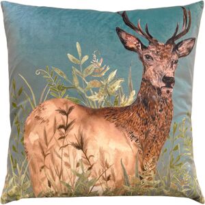 Wylder Nature Willow Stag Velvet Cushion Cover - Turquoise - One Size Wylder Nature Willow Stag Velvet Cushion Cover - Turquoise - One Size