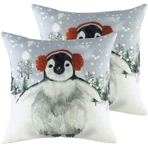 Evans Lichfield Snowy Penguin With Earmuffs Cushions (Twin Pack) - Multicolour - Size 43 Cm X 43 Cm Evans Lichfield Snowy Penguin With Earmuffs Cushions (Twin Pack) - Multicolour - Size 43 Cm X 43 Cm