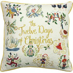 Furn. Twelve Days Embroidered Piped Feather Filled Cushion - Multicolour - One Size Furn. Twelve Days Embroidered Piped Feather Filled Cushion - Multicolour - One Size