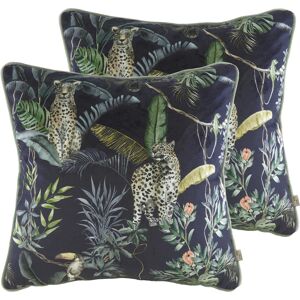 Evans Lichfield Jungle Leopard Cushions (Twin Pack) - Blue - Size 43 Cm X 43 Cm Evans Lichfield Jungle Leopard Cushions (Twin Pack) - Blue - Size 43 Cm X 43 Cm