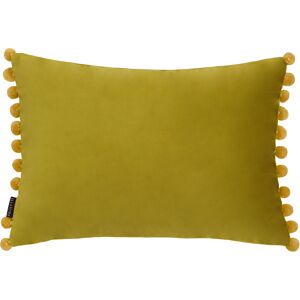 Paoletti Fiesta Velvet Pom Pom Trimmed Cushion Cover - Yellow - One Size Paoletti Fiesta Velvet Pom Pom Trimmed Cushion Cover - Yellow - One Size