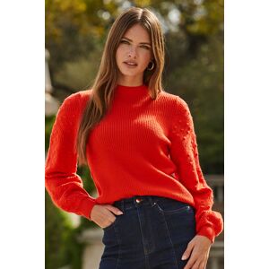 Sosandar Womens Orange Bobble Stitch Jumper - Size Large Sosandar Womens Orange Bobble Stitch Jumper - Size Large