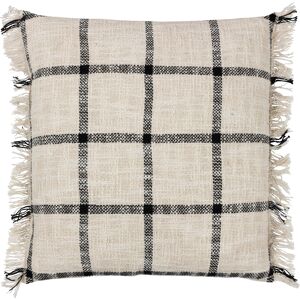 Yard Beni Check Fringed Cushion Cover - Natural Cotton - Size 45 Cm X 45 Cm Yard Beni Check Fringed Cushion Cover - Natural Cotton - Size 45 Cm X 45 Cm