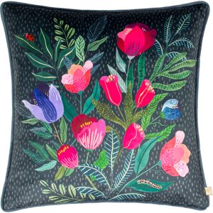 Wylder Nature Wild Garden Posies Velvet Piped Cushion Cover - Navy - Size 43 Cm X 43 Cm Wylder Nature Wild Garden Posies Velvet Piped Cushion Cover - Navy - Size 43 Cm X 43 Cm