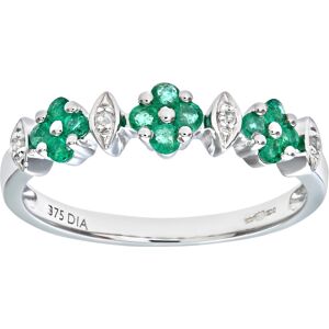 Diamant L'Eternel Womens Ladies 9ct White Gold Diamond And Emerald Eternity Ring - Size J Diamant L'Eternel Womens Ladies 9ct White Gold Diamond And Emerald Eternity Ring - Size J