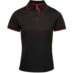 Premier Womens/ladies Coolchecker Contrast Pique Polo Shirt (Black/red) - Size Large Premier Womens/ladies Coolchecker Contrast Pique Polo Shirt (Black/red) - Size Large