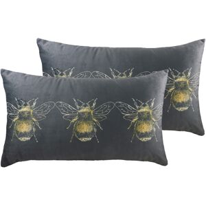 Evans Lichfield Gold Bee Cushions (Twin Pack) - Grey - Size 30 Cm X 50 Cm Evans Lichfield Gold Bee Cushions (Twin Pack) - Grey - Size 30 Cm X 50 Cm