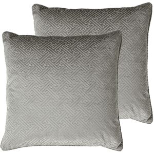Paoletti Florence Cushions (Twin Pack) - Silver - Size 55 Cm X 55 Cm Paoletti Florence Cushions (Twin Pack) - Silver - Size 55 Cm X 55 Cm