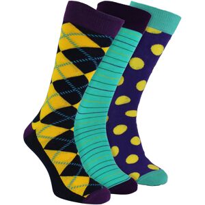 Happy Socks Hs By - Mens 3 Pack Fun Novelty Dress - Argyle (Purple) Cotton - Size Uk 6-11 Happy Socks Hs By - Mens 3 Pack Fun Novelty Dress - Argyle (Purple) Cotton - Size Uk 6-11