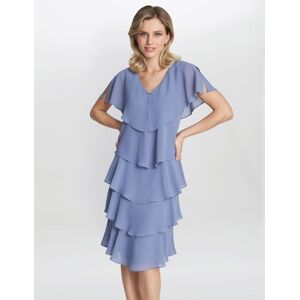 Gina Bacconi Womens Bella Georgette Tiered Dress - Purple - Size 12 Uk Gina Bacconi Womens Bella Georgette Tiered Dress - Purple - Size 12 Uk