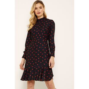 Sosandar Womens Black & Red Spot Print Fit & Flare Dress - Size 10 Uk Sosandar Womens Black & Red Spot Print Fit & Flare Dress - Size 10 Uk
