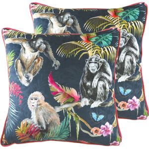 Evans Lichfield Jungle Monkey Cushions (Twin Pack) - Blue - Size 43 Cm X 43 Cm Evans Lichfield Jungle Monkey Cushions (Twin Pack) - Blue - Size 43 Cm X 43 Cm
