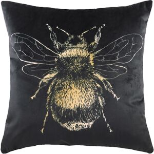 Evans Lichfield Gold Bee Square Printed Velvet Feather Filled Cushion - Black - One Size Evans Lichfield Gold Bee Square Printed Velvet Feather Filled Cushion - Black - One Size