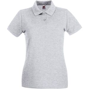 Fruit Of The Loom Womens Ladies Lady-Fit Premium Short Sleeve Polo Shirt (Heather Grey) Cotton - Size 2xl Fruit Of The Loom Womens Ladies Lady-Fit Premium Short Sleeve Polo Shirt (Heather Grey) Cotton - Size 2xl