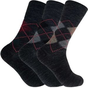Sock Snob 3 Pack Mens Non Elastic Lambs Wool Blend Pattern Socks For Circulation - Grey - Size Uk 6-11 Sock Snob 3 Pack Mens Non Elastic Lambs Wool Blend Pattern Socks For Circulation - Grey - Size Uk 6-11