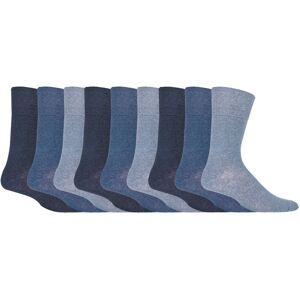 Gentle Grip - 9 Pairs Mens Non Elastic Cotton Soft Loose Top Socks - Blue - Size Uk 6-11 Gentle Grip - 9 Pairs Mens Non Elastic Cotton Soft Loose Top Socks - Blue - Size Uk 6-11