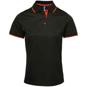 Premier Womens/ladies Coolchecker Contrast Pique Polo Shirt (Black/orange) - Size Large Premier Womens/ladies Coolchecker Contrast Pique Polo Shirt (Black/orange) - Size Large