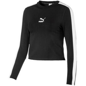 Puma Womens Classics Long Sleeve Cropped Top Black Tee 596708 01 Textile - Size X-Small Puma Womens Classics Long Sleeve Cropped Top Black Tee 596708 01 Textile - Size X-Small