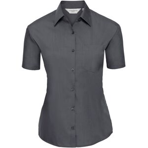 Russell Athletic Collection Womens/ladies Poplin Easy-Care Short-Sleeved Shirt (Convoy Grey) - Dark Grey - Size Large Russell Athletic Collection Womens/ladies Poplin Easy-Care Short-Sleeved Shirt (Convoy Grey) - Dark Grey - Size Large