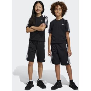 Adidas Sportswear Childrens Unisex Essentials 3-Stripes Knit Shorts - Black Cotton - Size 7-8y Adidas Sportswear Childrens Unisex Essentials 3-Stripes Knit Shorts - Black Cotton - Size 7-8y