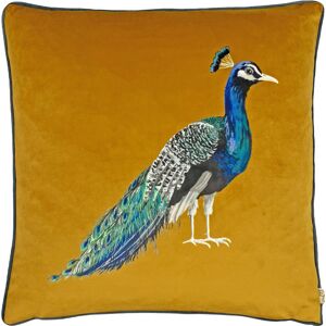 Evans Lichfield Peacock Square Piped Cushion Cover - Yellow - One Size Evans Lichfield Peacock Square Piped Cushion Cover - Yellow - One Size