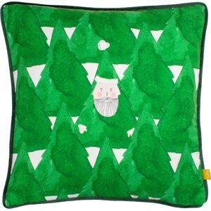 Furn. Hide And Seek Santa Piped Velvet Reverse Feather Filled Cushion - Green - One Size Furn. Hide And Seek Santa Piped Velvet Reverse Feather Filled Cushion - Green - One Size