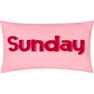 Furn. Sunday Embroidered Cushion Cover - Pink Cotton - Size 30 Cm X 50 Cm Furn. Sunday Embroidered Cushion Cover - Pink Cotton - Size 30 Cm X 50 Cm