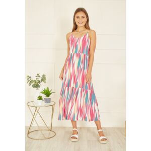 Mela London Womens Pink Viscose Abstract Stripe Midi Sundress - Size 12 Uk Mela London Womens Pink Viscose Abstract Stripe Midi Sundress - Size 12 Uk