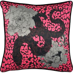 Furn. Serpentine Animal Printed Piped Cushion Cover - Pink - One Size Furn. Serpentine Animal Printed Piped Cushion Cover - Pink - One Size