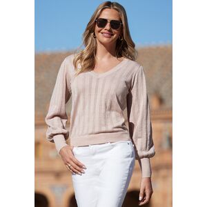 Sosandar Womens Blush Pink Sparkle Metallic Pointelle Jumper - Size X-Small Sosandar Womens Blush Pink Sparkle Metallic Pointelle Jumper - Size X-Small