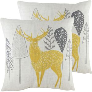 Evans Lichfield Hulder Stag Cushions (Twin Pack) - Natural - Size 43 Cm X 43 Cm Evans Lichfield Hulder Stag Cushions (Twin Pack) - Natural - Size 43 Cm X 43 Cm