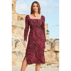 Sosandar Womens Pink Zebra Square Neck Midi Dress - Rose Gold - Size 16 Uk Sosandar Womens Pink Zebra Square Neck Midi Dress - Rose Gold - Size 16 Uk