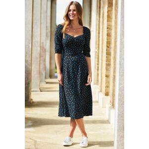 Sosandar Womens Black & Blue Spot Print Sweetheart Neck Fit & Flare Dress - Size 8 Uk Sosandar Womens Black & Blue Spot Print Sweetheart Neck Fit & Flare Dress - Size 8 Uk
