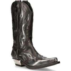 New Rock Mens Flame Accented Black/silver Leather Biker Cowboy Boots- M-7921-S3 - Size Eu 40 New Rock Mens Flame Accented Black/silver Leather Biker Cowboy Boots- M-7921-S3 - Size Eu 40