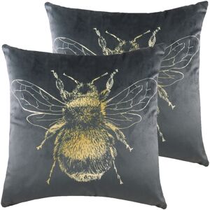 Evans Lichfield Gold Bee Cushions (Twin Pack) - Grey - Size 43 Cm X 43 Cm Evans Lichfield Gold Bee Cushions (Twin Pack) - Grey - Size 43 Cm X 43 Cm