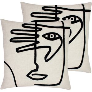 Furn. Mono Face Cushions (Twin Pack) - Natural - Size 50 Cm X 50 Cm Furn. Mono Face Cushions (Twin Pack) - Natural - Size 50 Cm X 50 Cm
