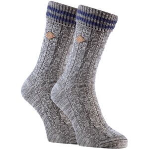 Farah 2 Pack Mens Cable Knit Cotton Boot Dress Socks With Turn Over Top - Grey - Size Uk 6-11 Farah 2 Pack Mens Cable Knit Cotton Boot Dress Socks With Turn Over Top - Grey - Size Uk 6-11