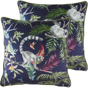 Evans Lichfield Jungle Lemur Cushions (Twin Pack) - Blue - Size 43 Cm X 43 Cm Evans Lichfield Jungle Lemur Cushions (Twin Pack) - Blue - Size 43 Cm X 43 Cm