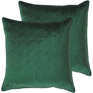 Paoletti Florence Cushions (Twin Pack) - Green - Size 55 Cm X 55 Cm Paoletti Florence Cushions (Twin Pack) - Green - Size 55 Cm X 55 Cm