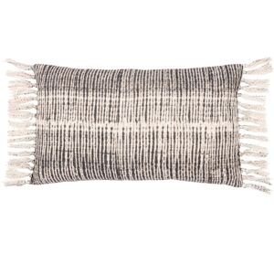 Yard Sono Ink Abstract Fringed Cushion Cover - Black Polycotton - Size 40 Cm X 60 Cm Yard Sono Ink Abstract Fringed Cushion Cover - Black Polycotton - Size 40 Cm X 60 Cm