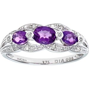 Diamant L'Eternel Womens 9ct White Gold Amethyst And Diamond Fig 8 Design Ring - Size K Diamant L'Eternel Womens 9ct White Gold Amethyst And Diamond Fig 8 Design Ring - Size K