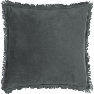 Yard Jaye Velvet Fringed Cushion Cover - Blue Cotton - Size 45 Cm X 45 Cm Yard Jaye Velvet Fringed Cushion Cover - Blue Cotton - Size 45 Cm X 45 Cm