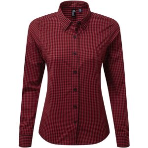 Premier Womens/ladies Maxton Check Long Sleeve Shirt (Black/red) - Size Medium Premier Womens/ladies Maxton Check Long Sleeve Shirt (Black/red) - Size Medium