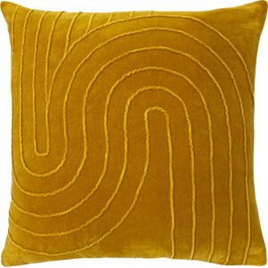 Furn. Mangata Square Pleated Cotton Velvet Feather Filled Cushion - Yellow - One Size Furn. Mangata Square Pleated Cotton Velvet Feather Filled Cushion - Yellow - One Size