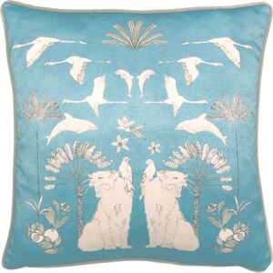 Furn. Colony Palm Piped Botanical Feather Filled Cushion - Blue - One Size Furn. Colony Palm Piped Botanical Feather Filled Cushion - Blue - One Size