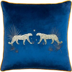 Wylder Tropics Dusk Leopard Embroidered Piped Square Cushion Cover - Navy - One Size Wylder Tropics Dusk Leopard Embroidered Piped Square Cushion Cover - Navy - One Size