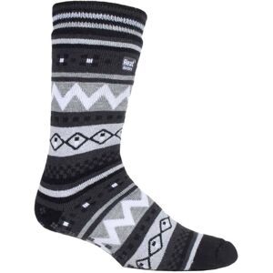 Heat Holders Mens Nordic Patterned Non Slip Thermal Slipper Socks With Grippers - Black Nylon - Size 6-11 Heat Holders Mens Nordic Patterned Non Slip Thermal Slipper Socks With Grippers - Black Nylon - Size 6-11